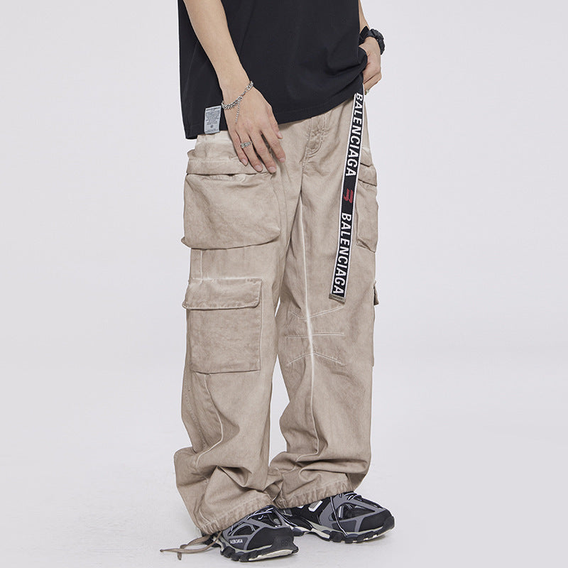 Heavy High-grade Workwear Multi-pocket Dirty Casual Pants